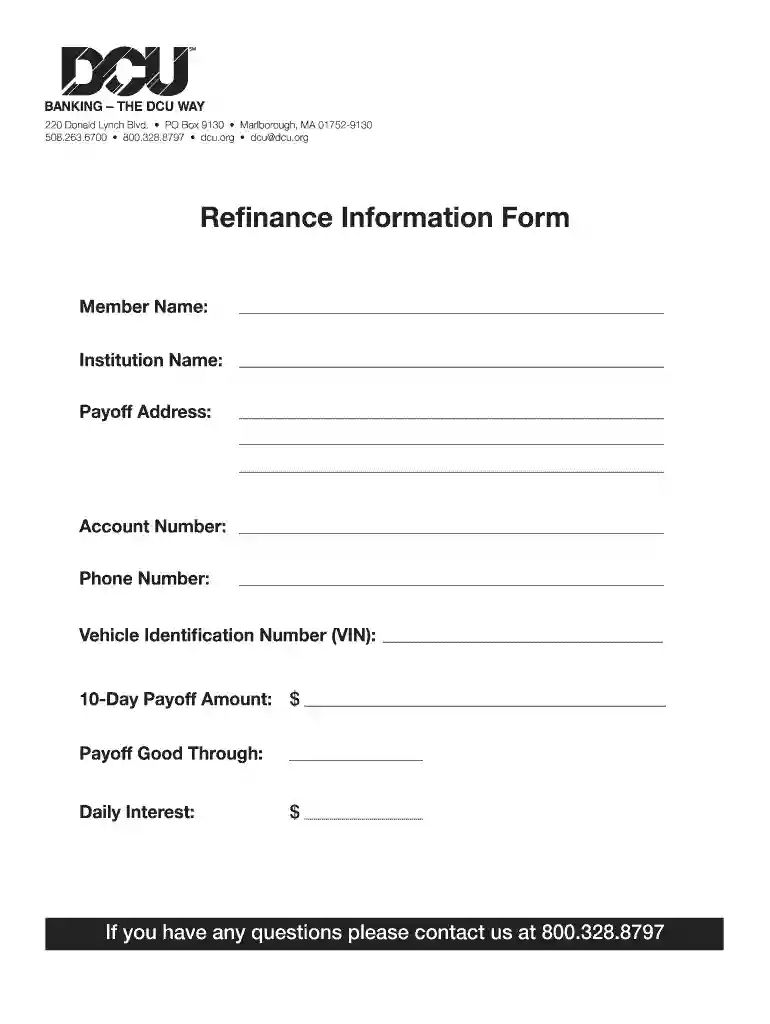 how to fill dcu refinance information form Preview on Page 1
