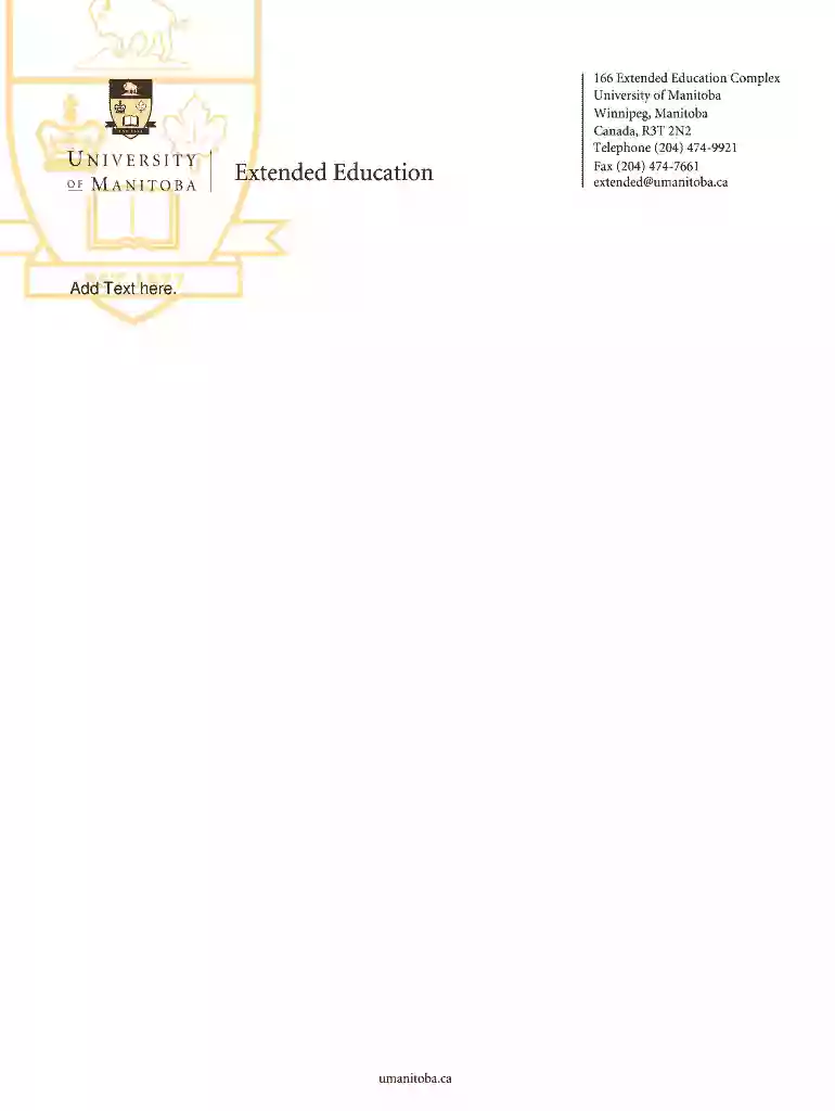 university of manitoba letterhead Preview on Page 1