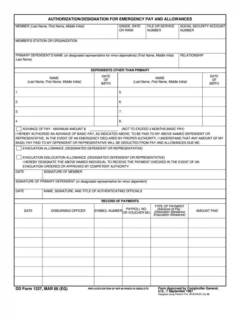 dd form 1337 Preview on Page 1