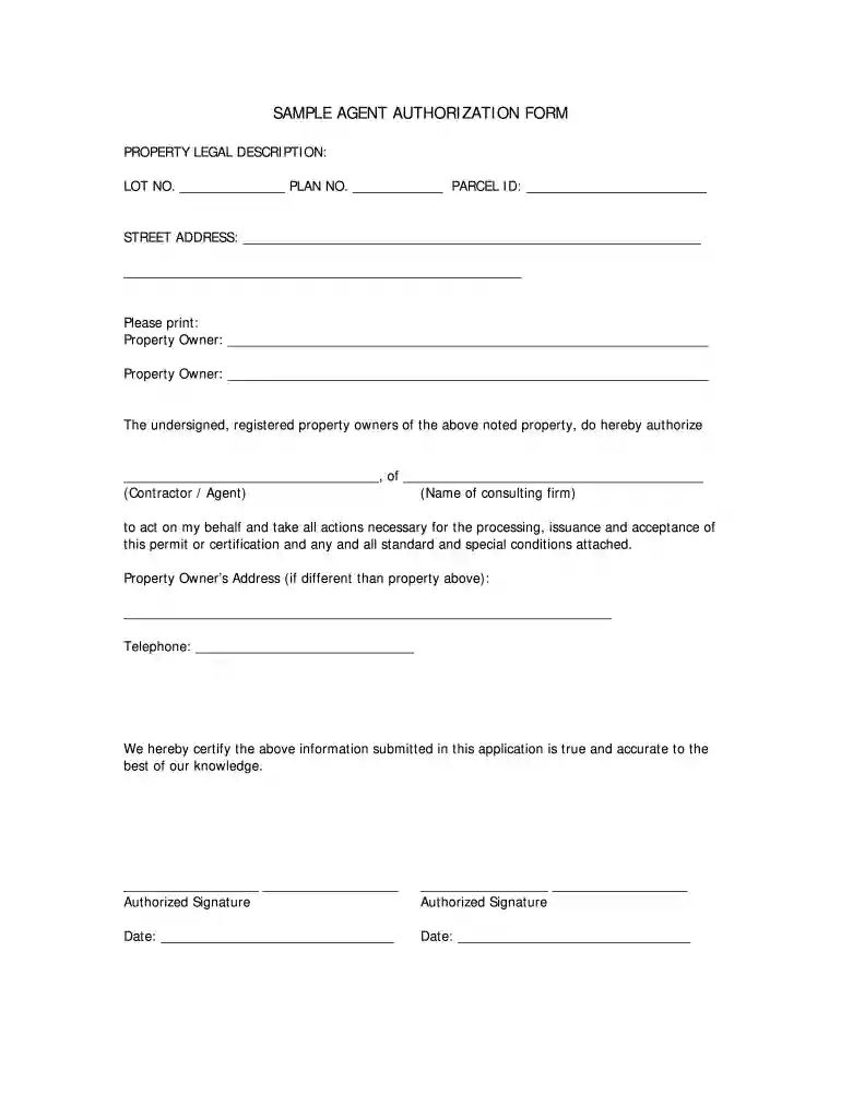 agent authorization letter Preview on Page 1