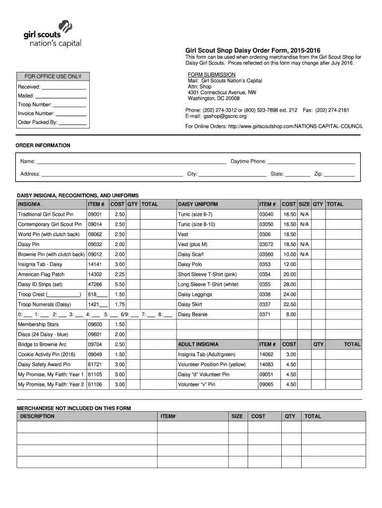 girl shop form Preview on Page 1