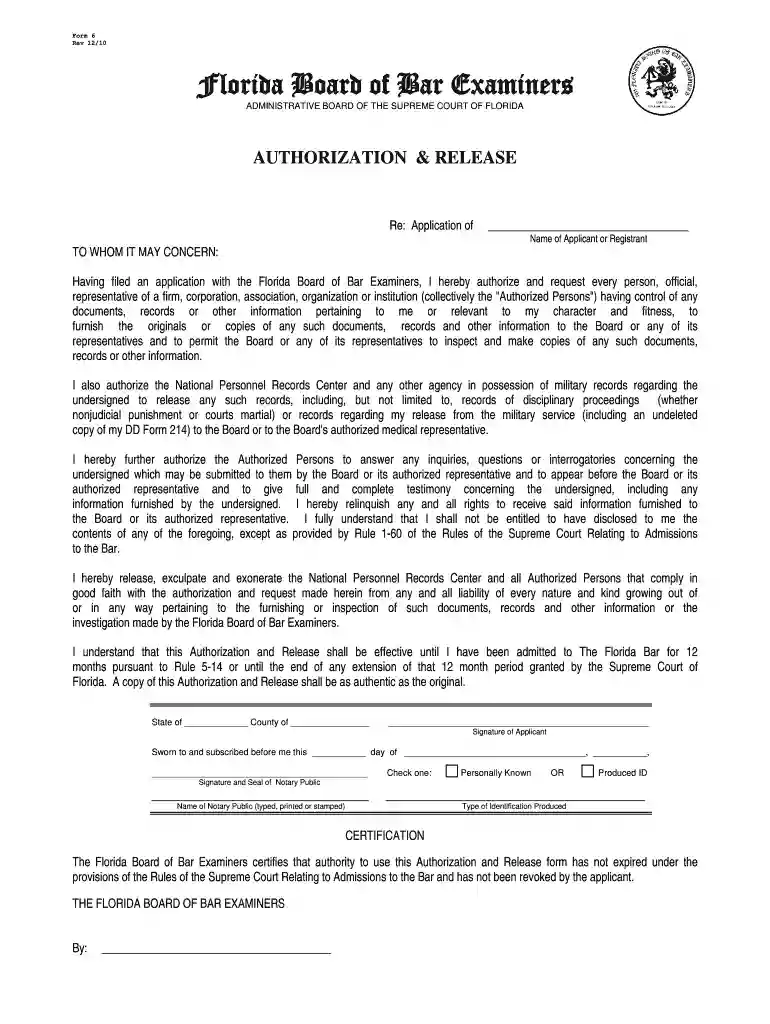 florida authorization release Preview on Page 1