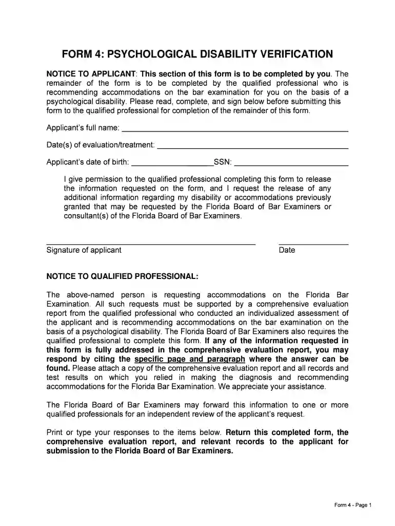 florida form 4 bar Preview on Page 1
