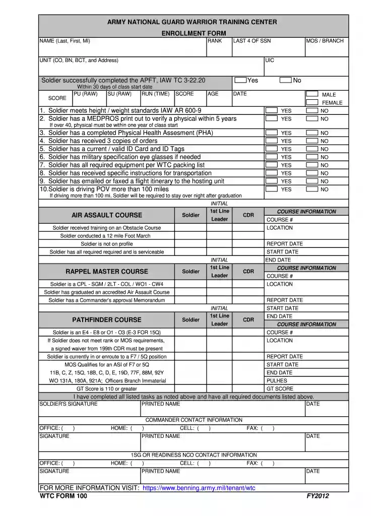wtc form 100 Preview on Page 1