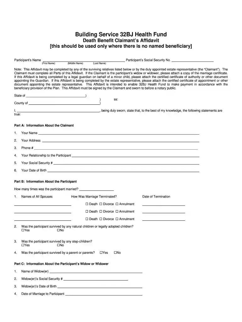 32bj pension benefit affidavit Preview on Page 1