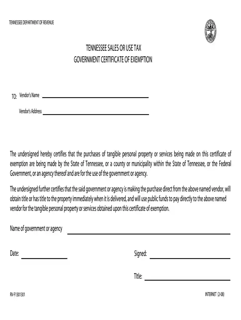 tennessee tax exempt form Preview on Page 1