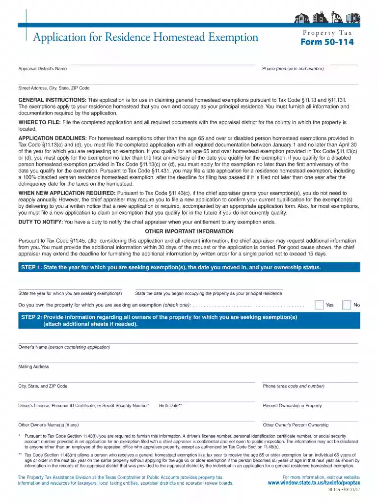 where can i print a application for residence homestead exemption form Preview on Page 1