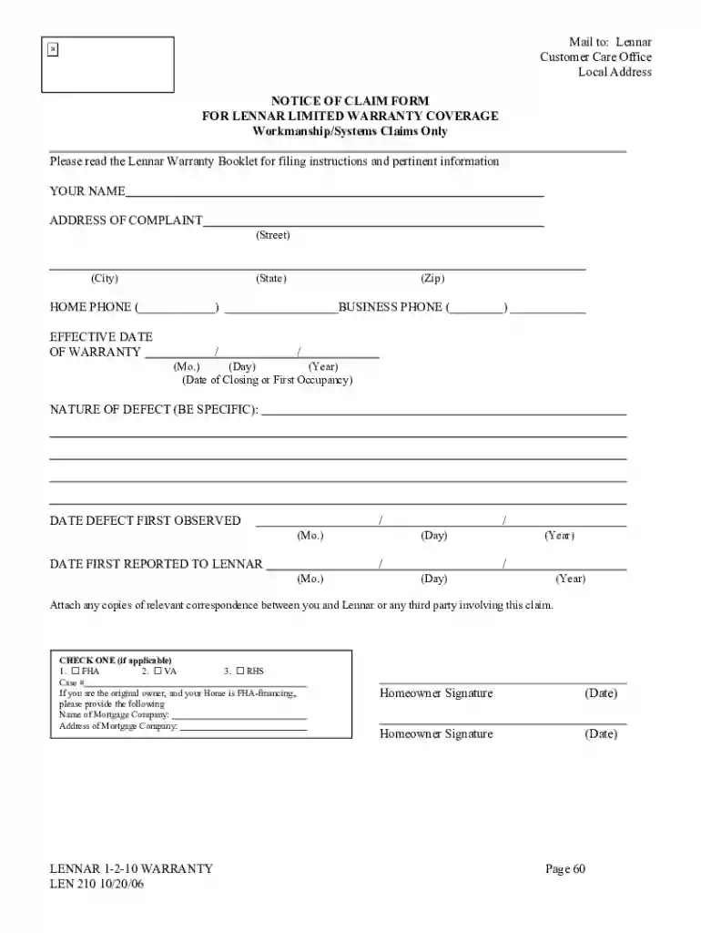 lennar warranty Preview on Page 1