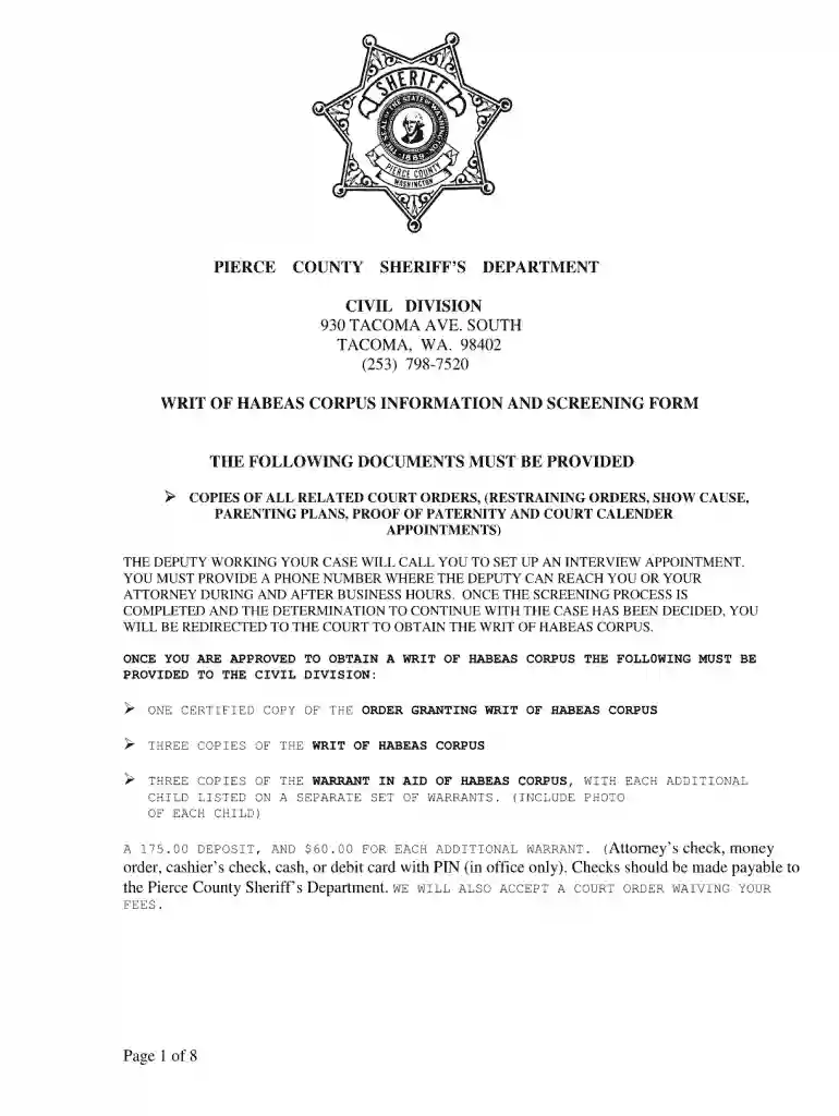 writ of habeas corpus example Preview on Page 1