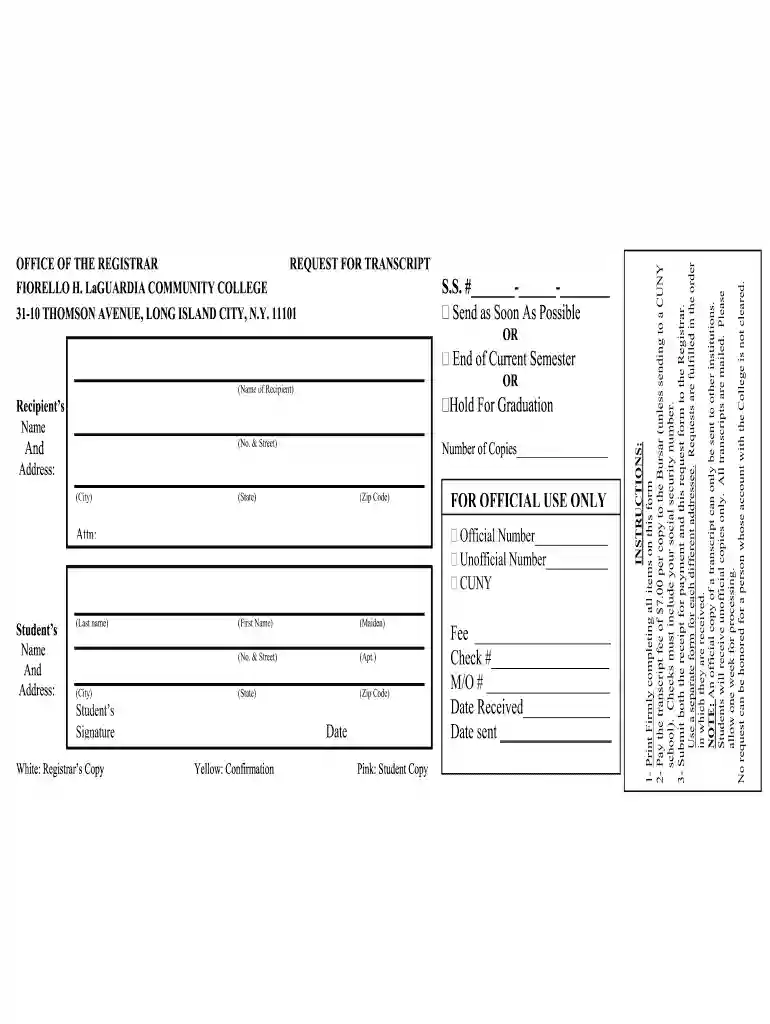laguardia community college transcript Preview on Page 1
