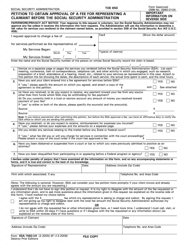 social security fee petition Preview on Page 1