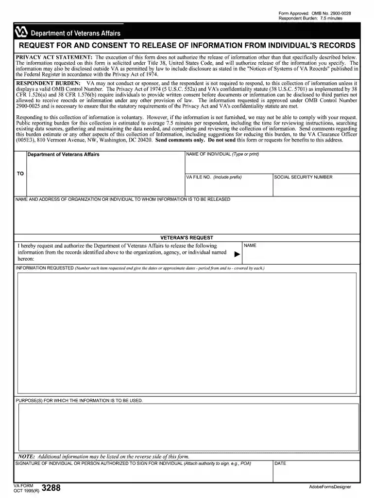va form 3288 Preview on Page 1