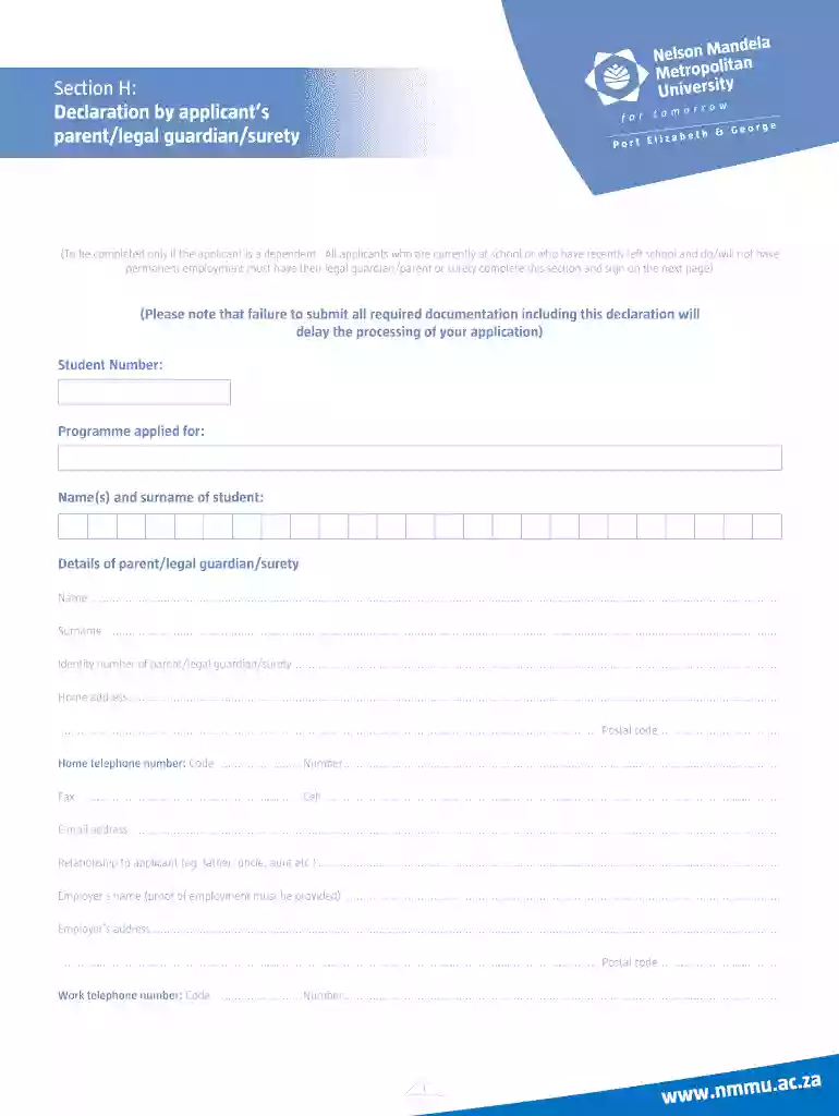 nelson mandela declaration form Preview on Page 1