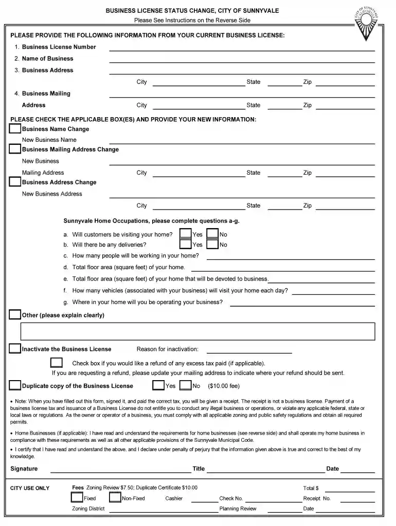 sunnyvale business license Preview on Page 1