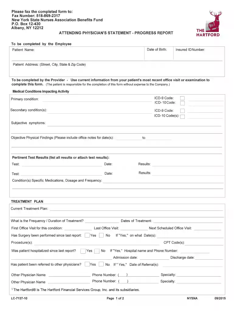 the hartford attending physician statement progress report Preview on Page 1