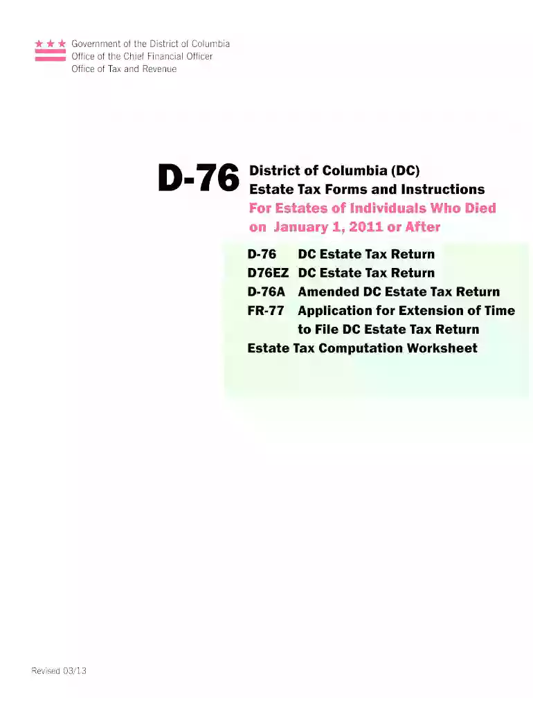 district columbia estate tax 2013 form Preview on Page 1