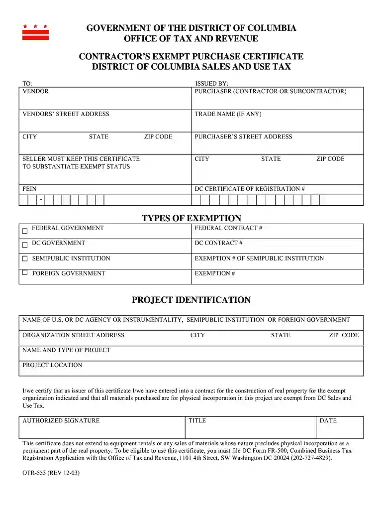 otr 553 2003 form Preview on Page 1