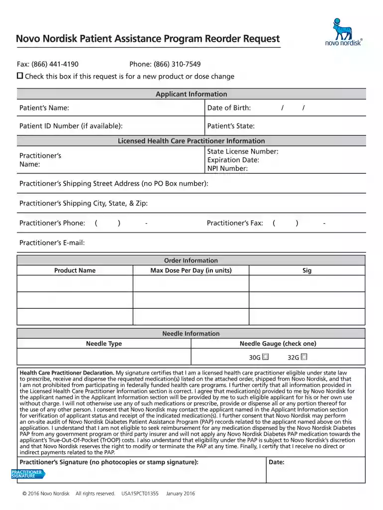 novo nordisk refill form Preview on Page 1