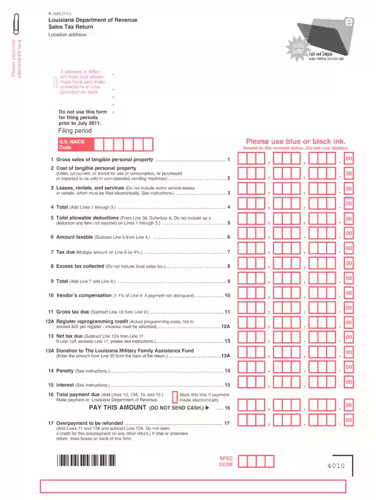 Louisiana form 4010 fillable 2011 Preview on Page 1