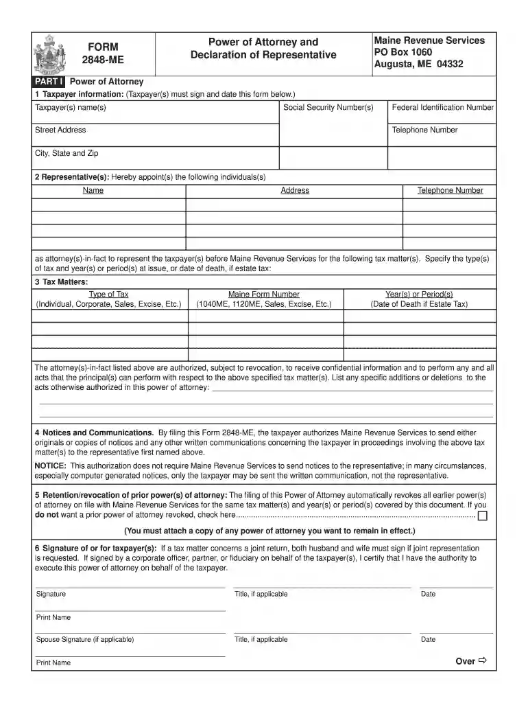 maine poa form Preview on Page 1