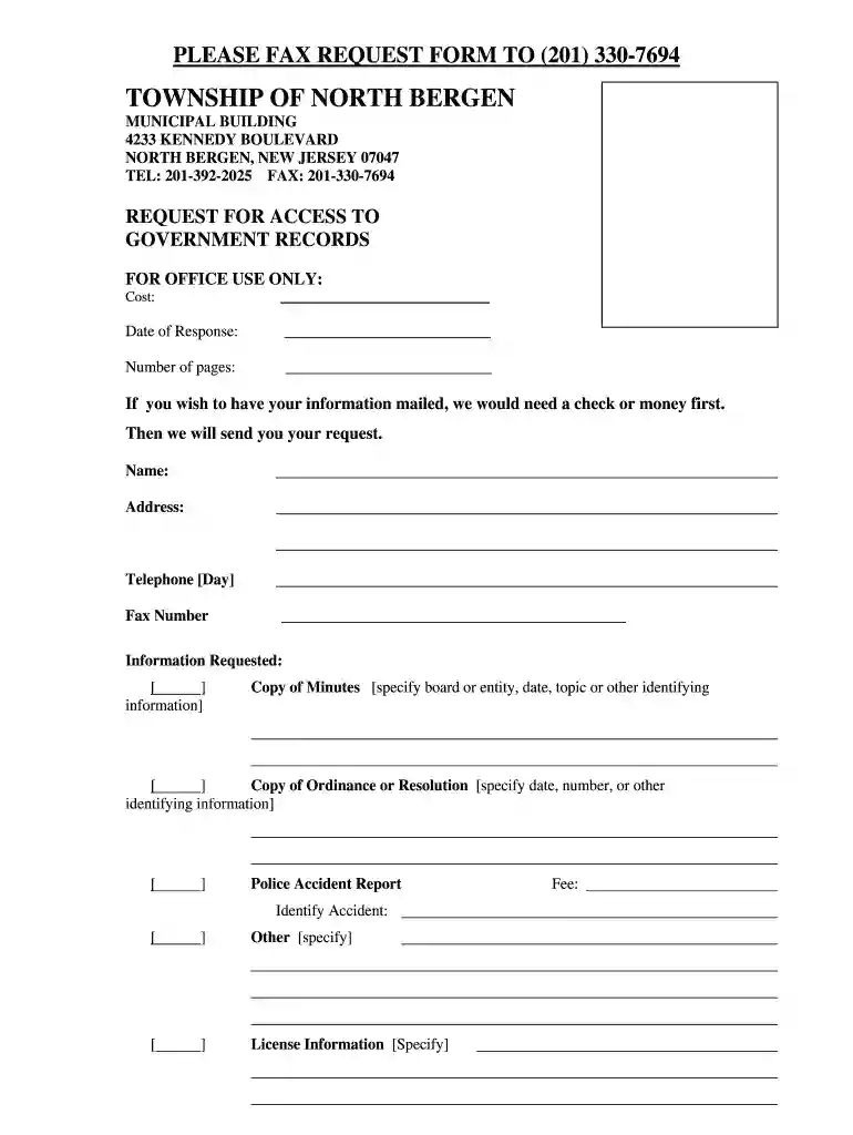north bergen opra request Preview on Page 1