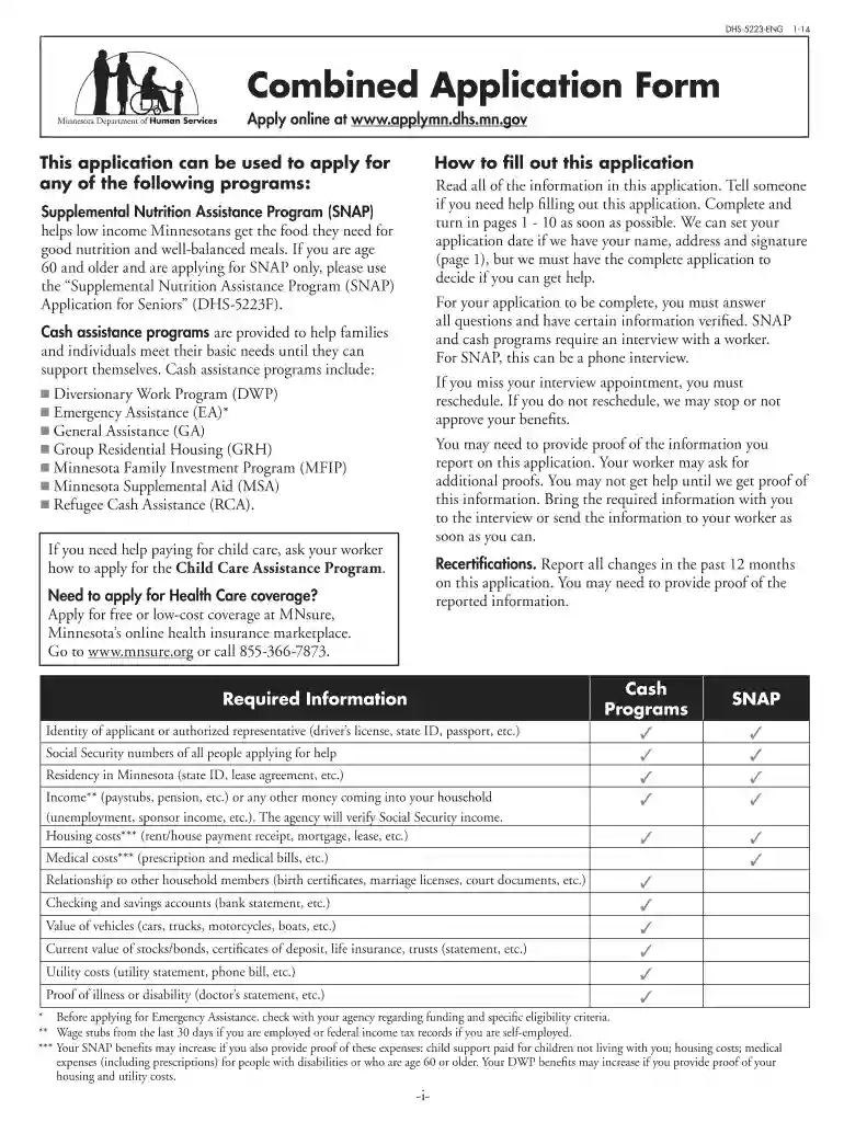 caf dhs 5223 form Preview on Page 1