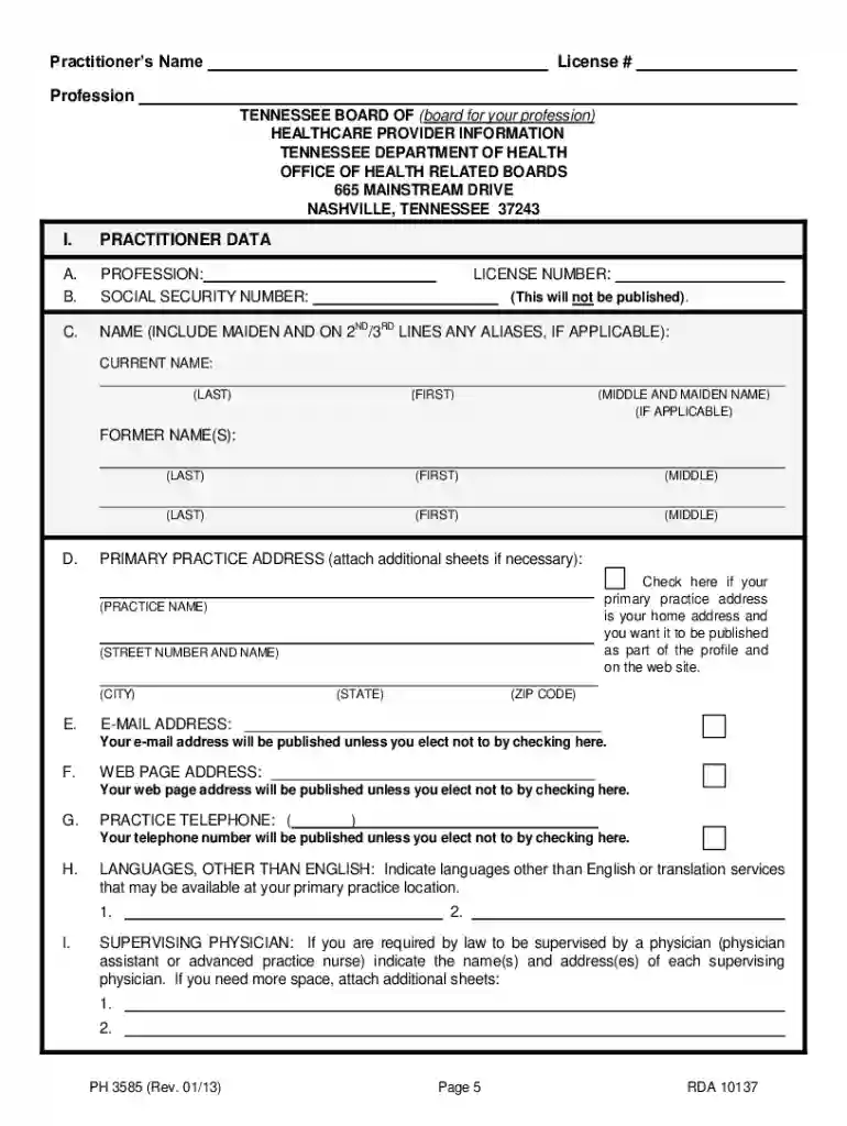 mandatory practitioner profile questionnaire Preview on Page 1