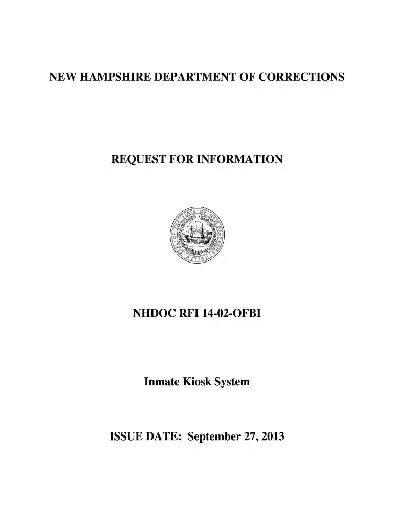 NHDOC RFI 14-02-OFBI Inmate Kiosk Systemdoc Preview on Page 1