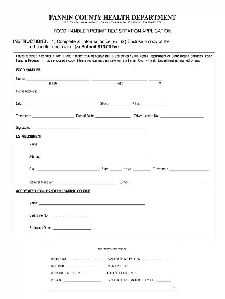 texas food permit application Preview on Page 1