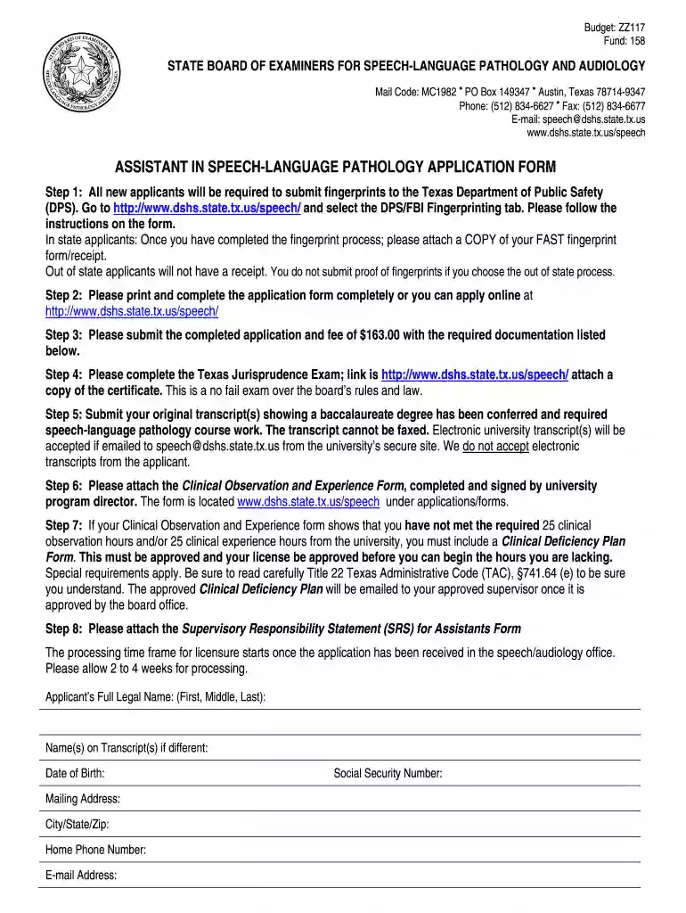 texas assistant language form Preview on Page 1