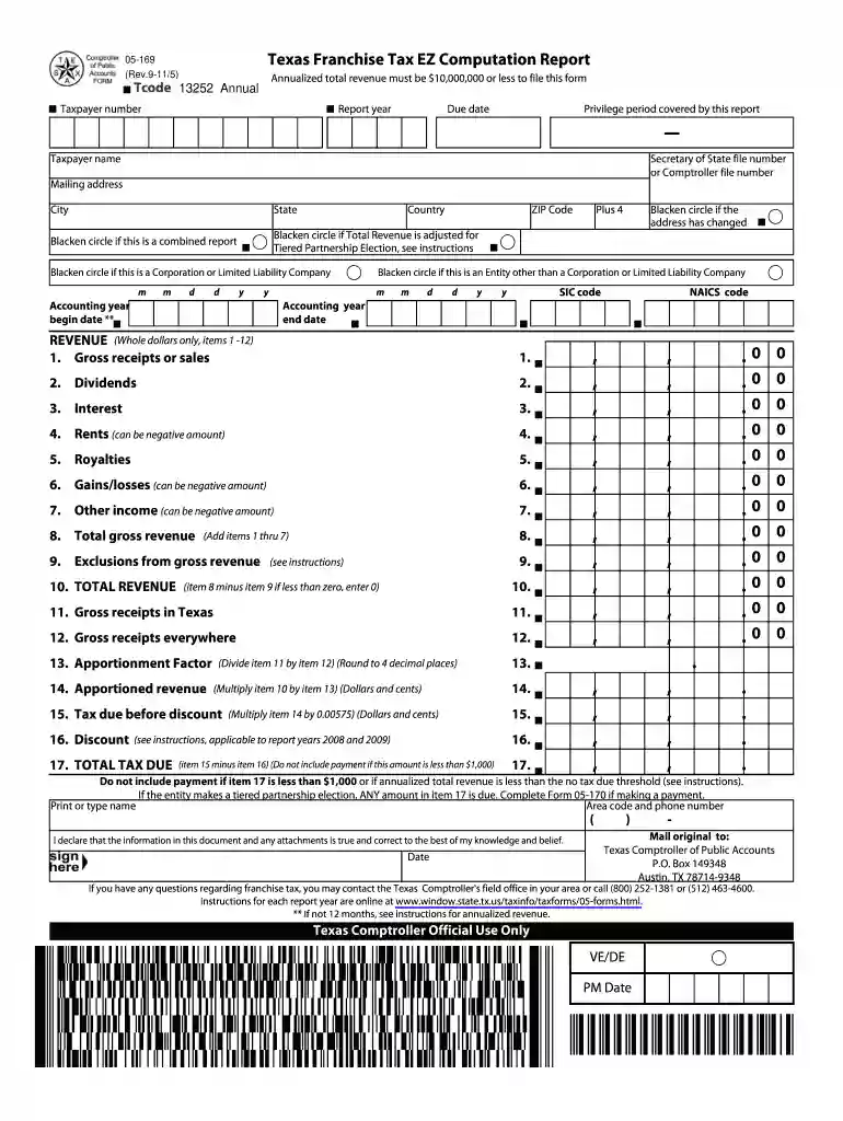 form 05 169 texas instruction 2011 Preview on Page 1