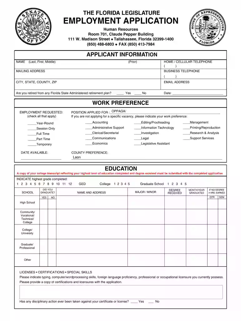 florida legislature jobs Preview on Page 1