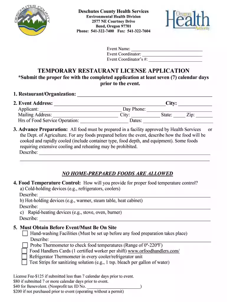deschutes restaurant license Preview on Page 1
