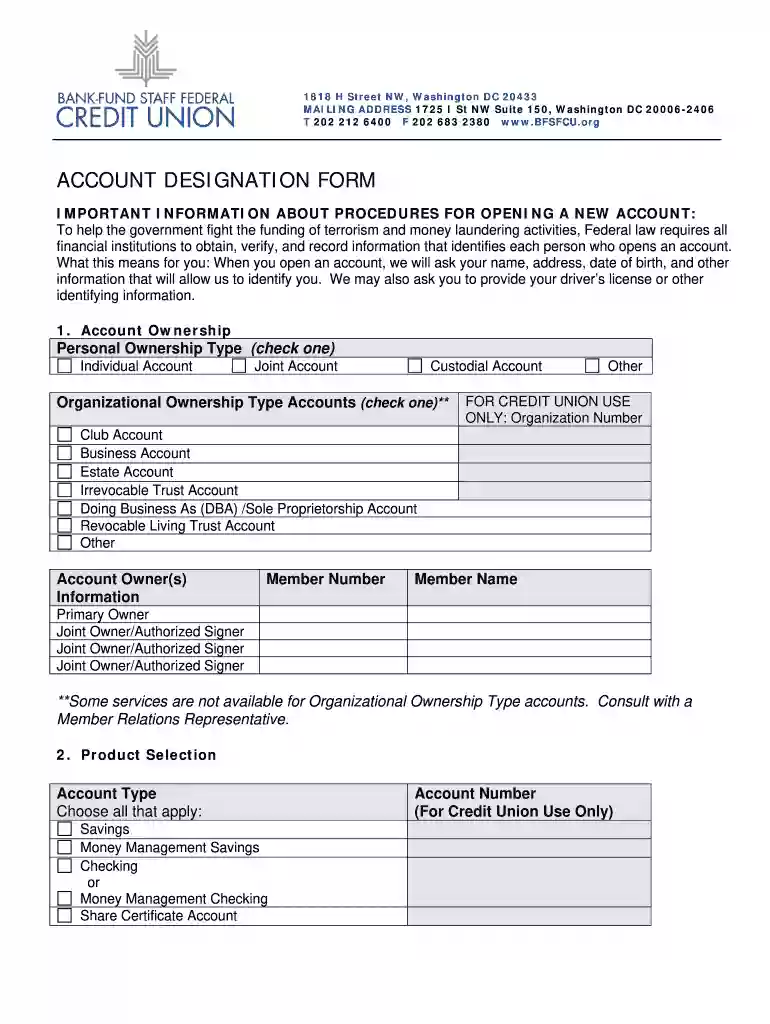 account designation Preview on Page 1