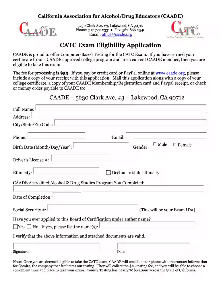 ca caade eligibility form Preview on Page 1