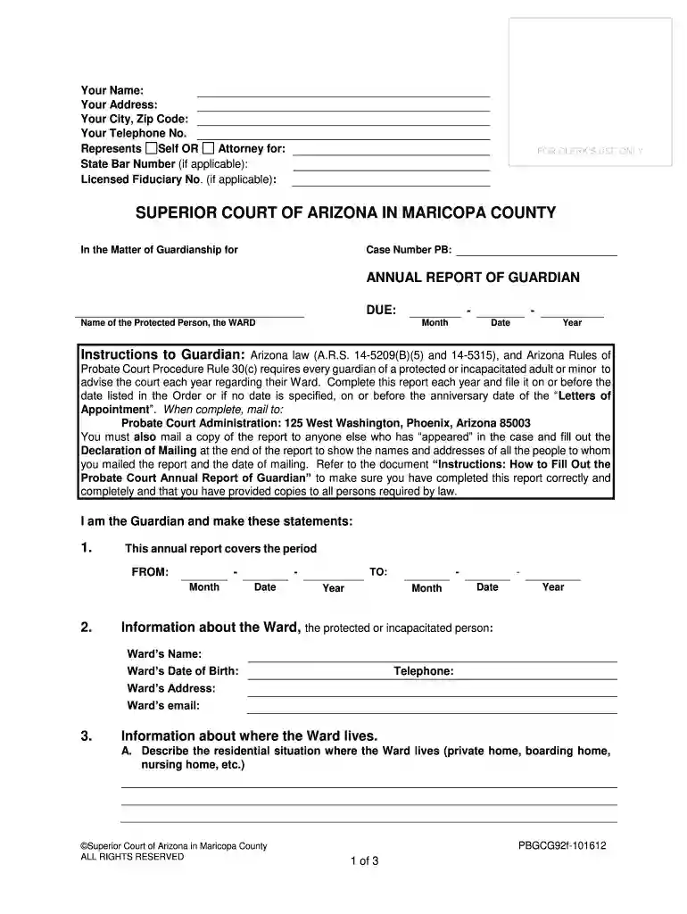 pinal county guardianship forms Preview on Page 1