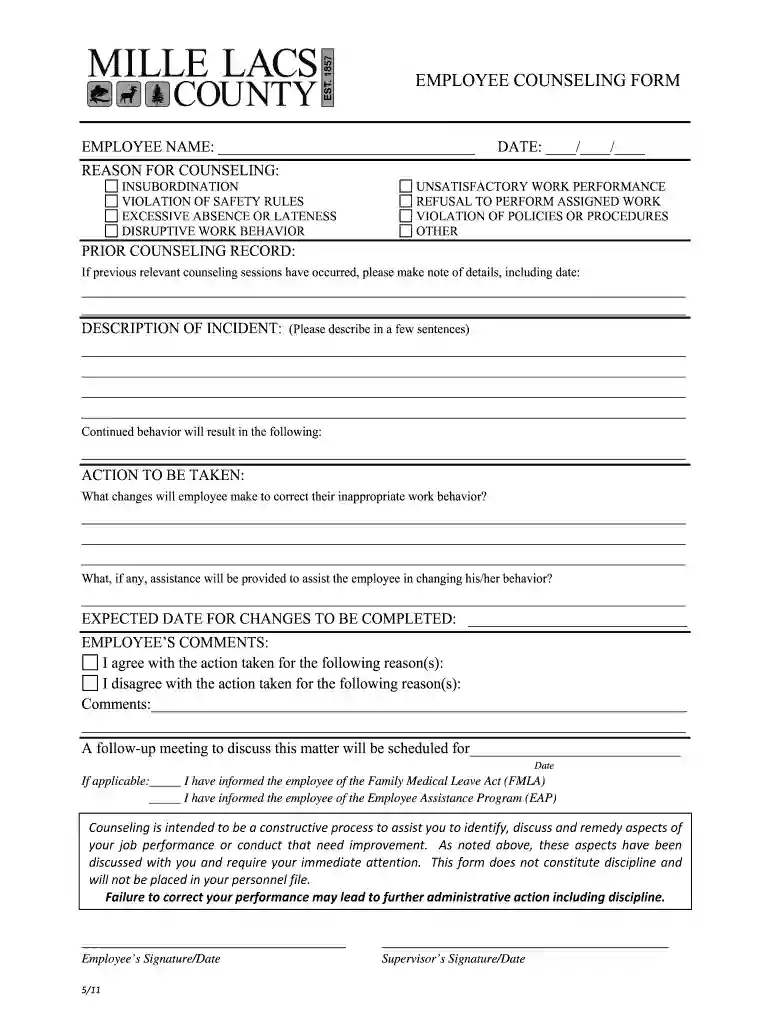 employee counseling statement examples Preview on Page 1
