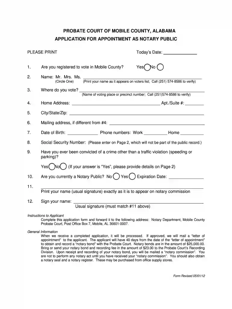 mobile county probate court forms Preview on Page 1