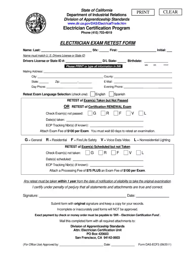application for electrician examination and certification Preview on Page 1