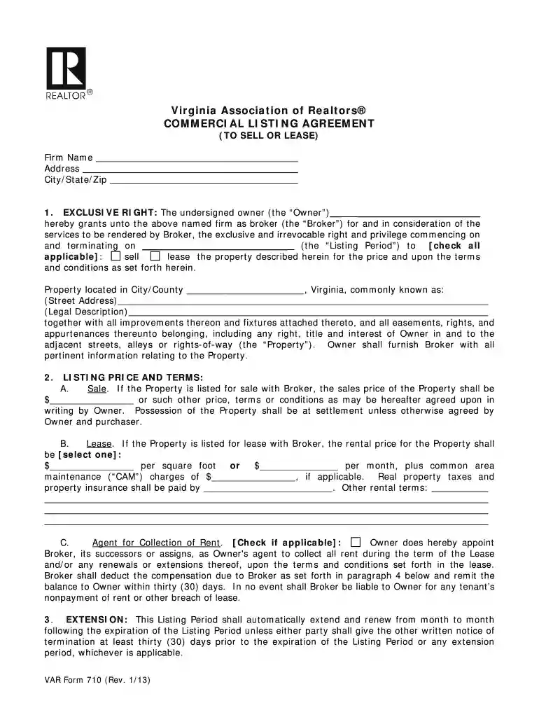 virginia listing agreement Preview on Page 1