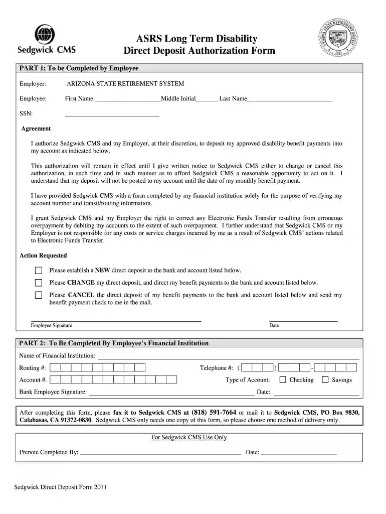sedgwick direct deposit Preview on Page 1