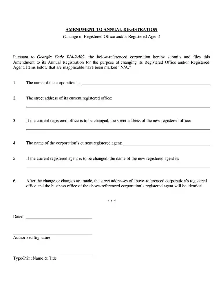 name of registered agent in georgia Preview on Page 1