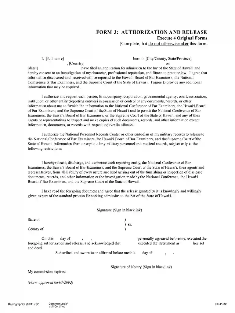 release form 3 Preview on Page 1