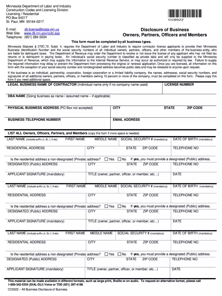 disclosure owners Preview on Page 1