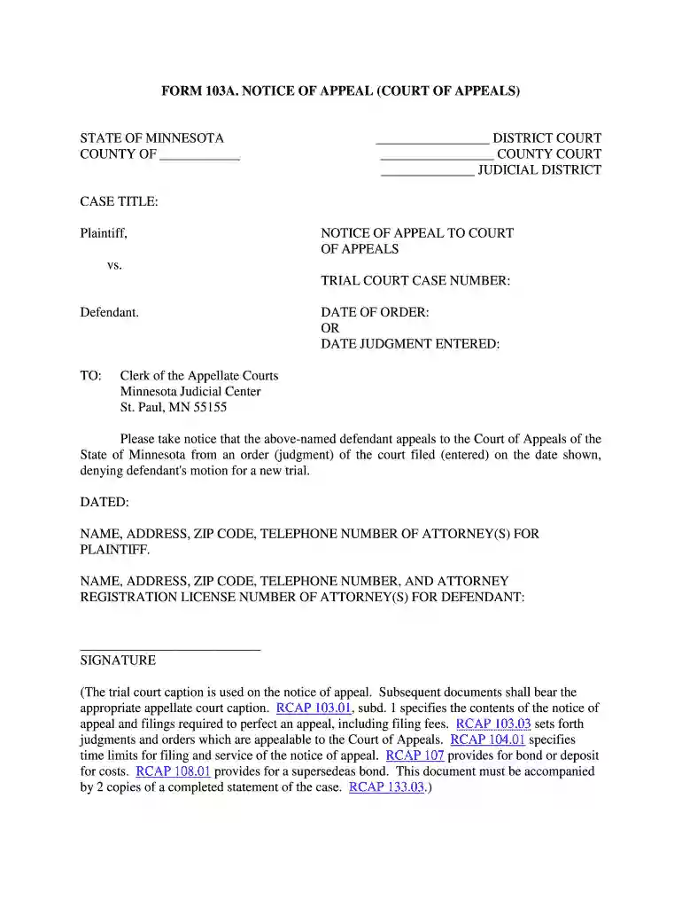 mn court of appeals forms Preview on Page 1