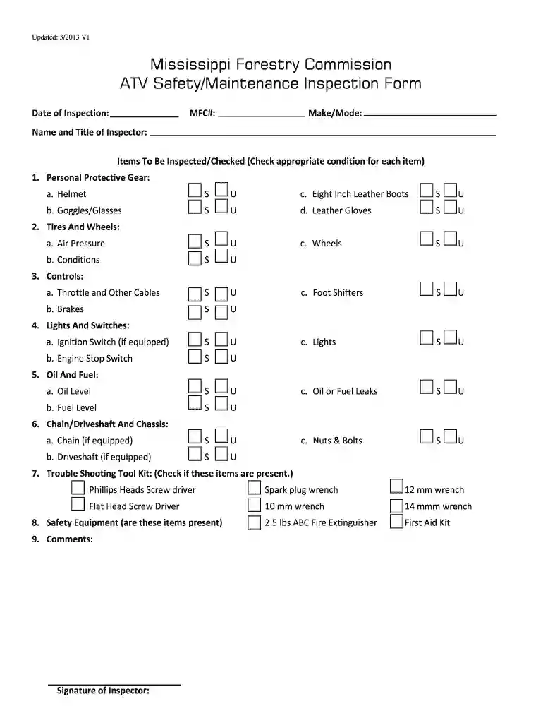 utv inspection checklist Preview on Page 1