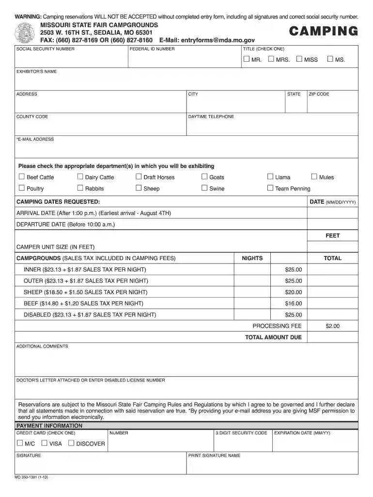 Camping Form - Missouri State Fair Preview on Page 1