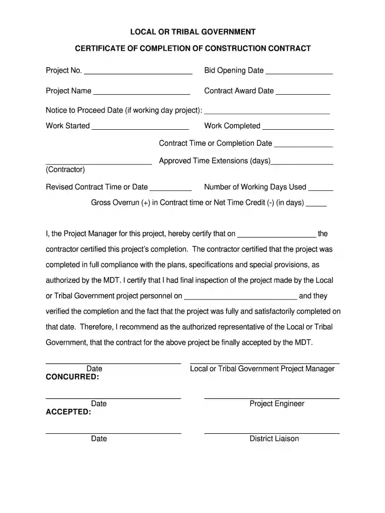 roofing certificate of completion Preview on Page 1