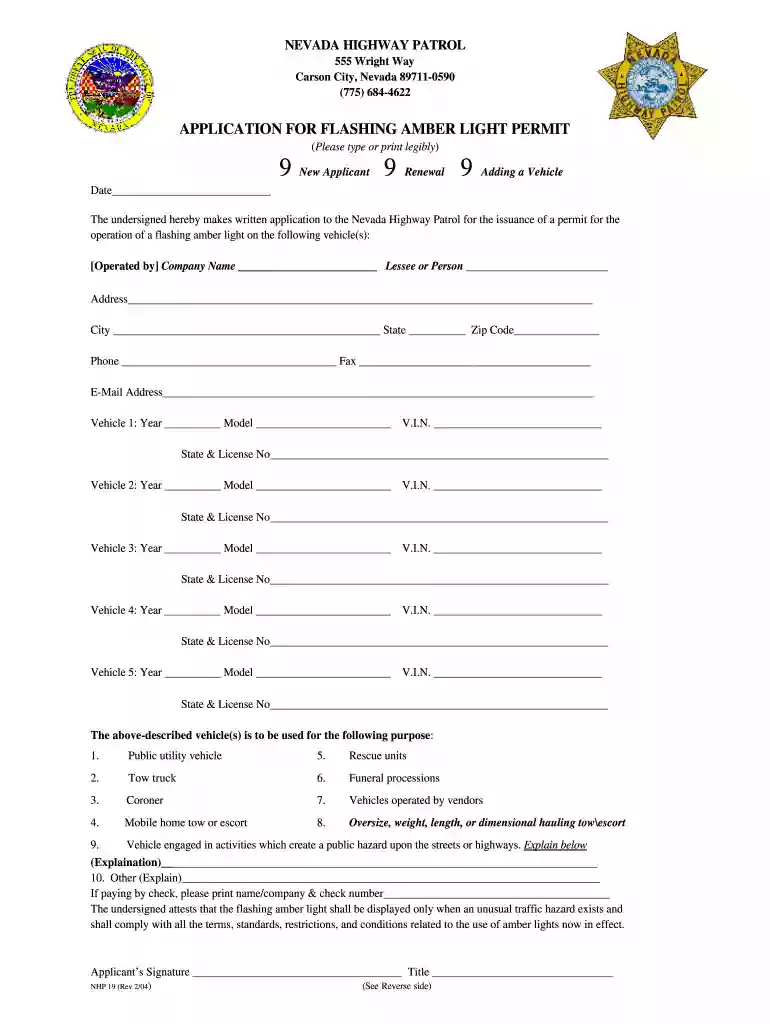 nevada amber light permit Preview on Page 1
