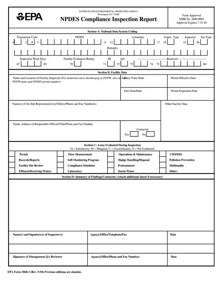 epa form 3560 3 Preview on Page 1